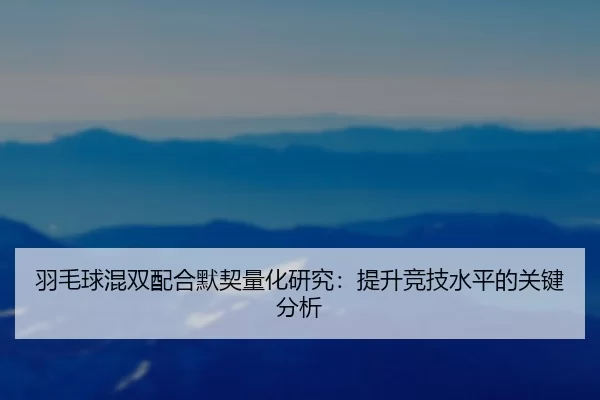 羽毛球混双配合默契量化研究：提升竞技水平的关键分析